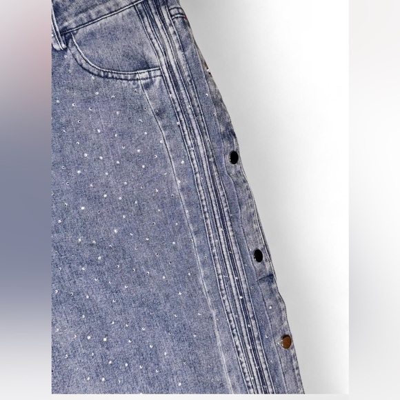 Women's Wide Leg Blue Denim Jeans - Picture 4 of 7